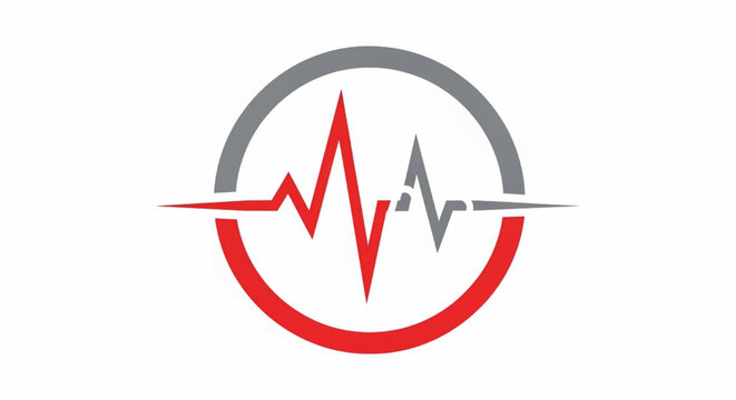 Heartbeat heartbeat monitor icon with ECG waveform, red spikes, and gray arc showing pulse health status