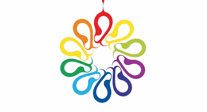 Drop inkwell abstract logo with colorful connected teardrop shapes for creative brand identity and splash design