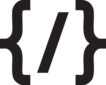 Bracket, curly bracket, code symbol, programming icon, black vector graphic