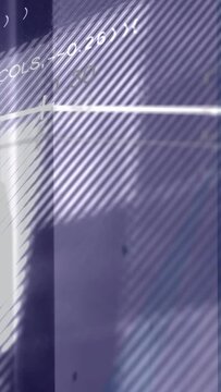 Vertical video: Pulsing animated chart drawing white line and markers on dashboard showing data