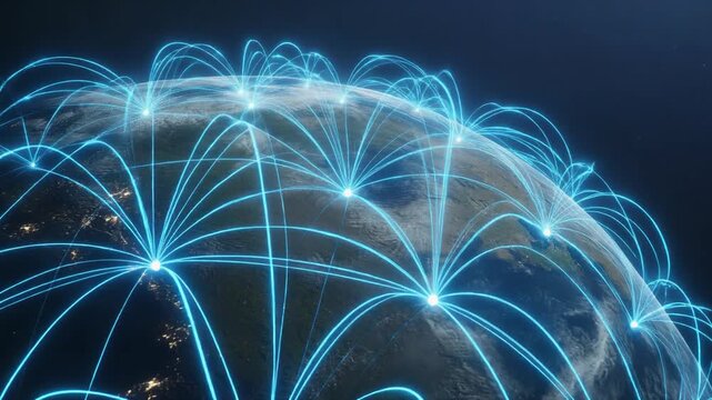 Global Digital Connectivity Network Earth Planet from Space Representing International Technology Data Communication and Internet