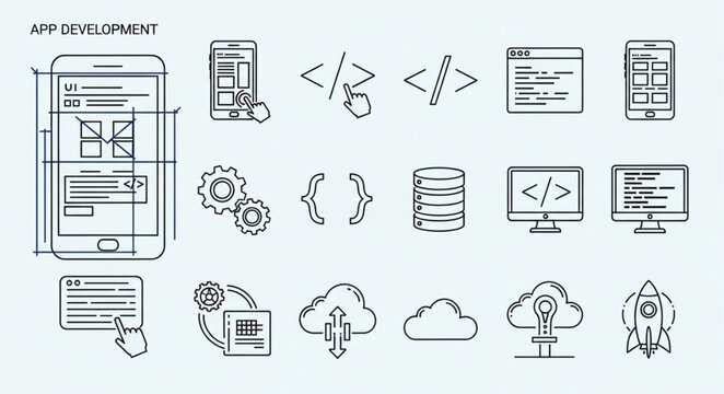App Development Icons Collection for Digital Projects.