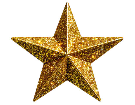 A golden, sparkling five-pointed star with glitter