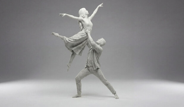 two dancers turned into stone statues