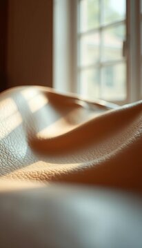 Abstract biege leather surface with blurred light accents, creating a tranquil, tactile feel,  tactile,  warm tones