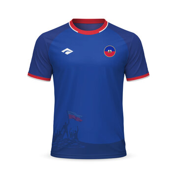 3d realistic home soccer jersey Haiti national team, shirt template for football kit 2026