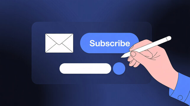 A hand holding a pen about to subscribe to a newsletter or service online