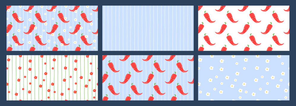 Pattern chili and pepper background with red chilli vector illustration. Hot and seamless use jalapeno and cayenne graphics ideal. Menu or print projects with spice themes from mexico.