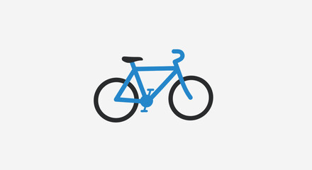 Fototapeta premium Blue bicycle icon with black wheels and seat