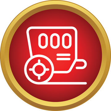 Portable electric generator producing backup power as a flat icon on a red background