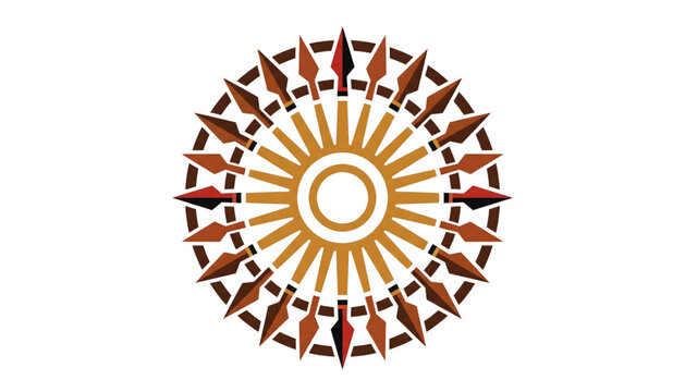 abstract circular tribal sun with spear tips vector on transparent background