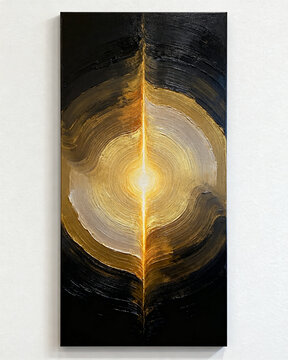 radiant golden center with layered abstract textures representing balance harmony and focused energy
