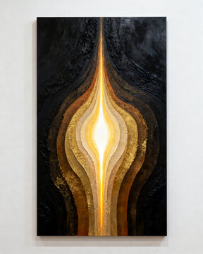 abstract golden light emerging from dark layered textures symbolizing inner energy transformation and depth