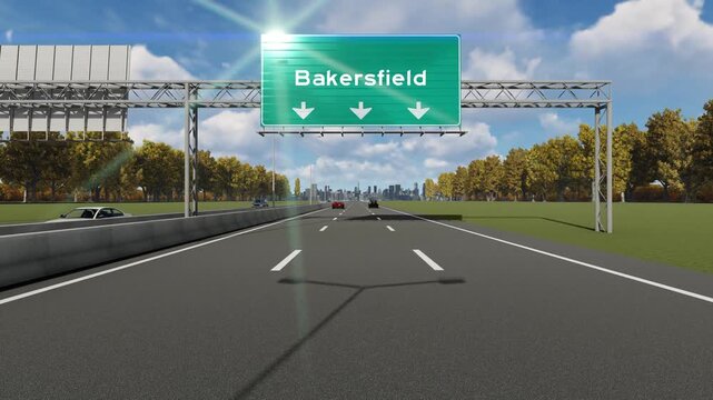 Bakersfield city signboard on highway