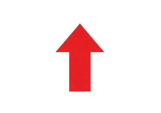 A large red arrow pointing upwards isolated on transparent background
