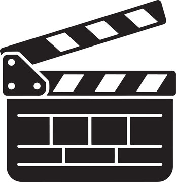 Black and white of a clapperboard with open slate clapboard cinema