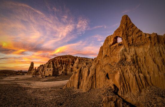 Eroded Siltstone Walls of The Cathedral Caves, Cathedral Gorge State Park, Nevada, USA