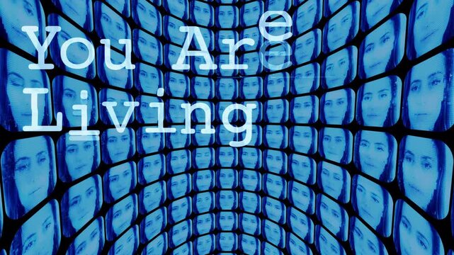 text with words you are living in a simulation with faces