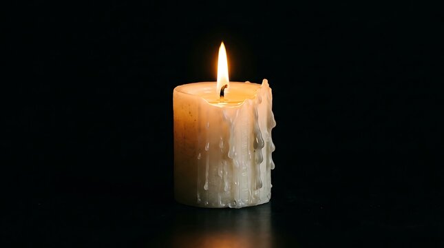 Kandil lilin hidup menyala di ruang gelap untuk suasana tenang dan meditasi dengan efek pencahayaan hangat dan suasana damai