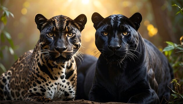 Two Leopards Portrait.