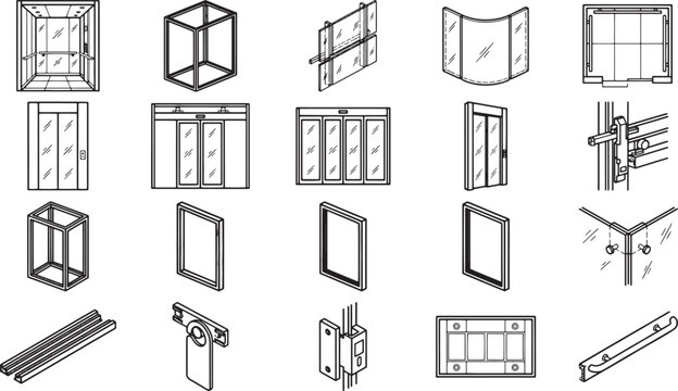 Architectural details of modern glass elevator system, a visual study on design elements and functionality, ideal for architectural designs.
