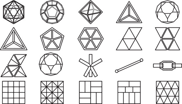 Geometric Shapes of varying forms, showcased in a crisp, clean illustration, forming a visually stimulating composition of mathematical precision.