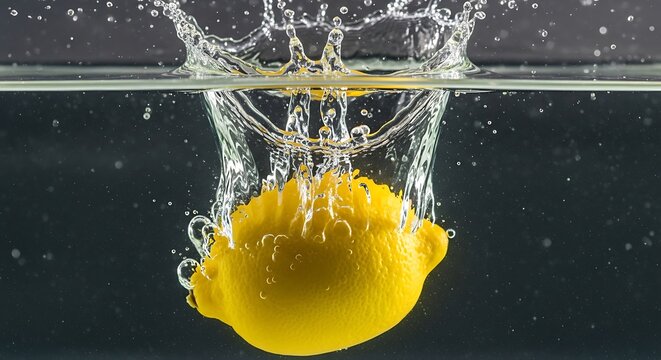a yellow object is under water with a splash