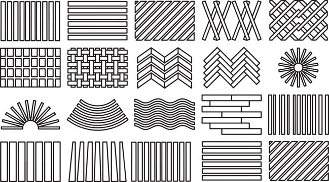 Variety of geometric line patterns, offering a range of dynamic visual textures. From sleek parallel lines to intricate interwoven designs, each pattern provides a unique visual experience.