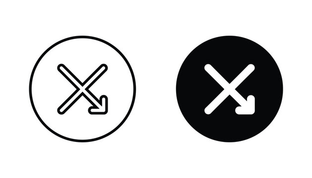 Crossed arrow icons in circular frame for navigation and directional UI elements featuring black and white vector designs for intuitive user interface navigation