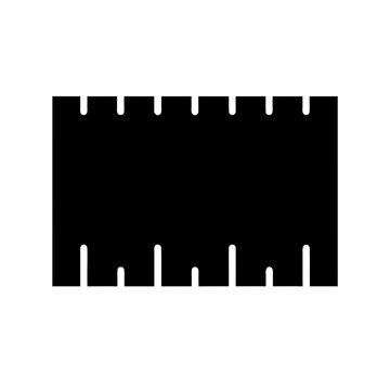 Abstract black rectangle shape with patterned notches on the top and bottom