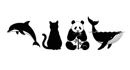 Collection of Four Stylized Black Animal Silhouettes. © jeng