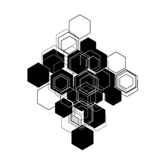 Obraz premium Black and white hexagons pattern design.