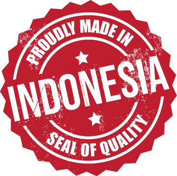 Proudly Made in Indonesia Vector Red Rubber Stamp