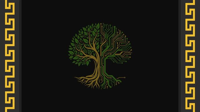 4K AI Tree Circuit Loop Animation for Tech Branding