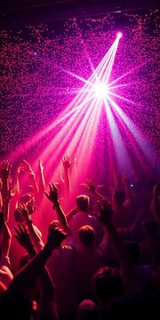 Euphoric sea of ecstatic followers bathed in kaleidoscopic light, a vibrant spectacle of adoration, concert,  celebration