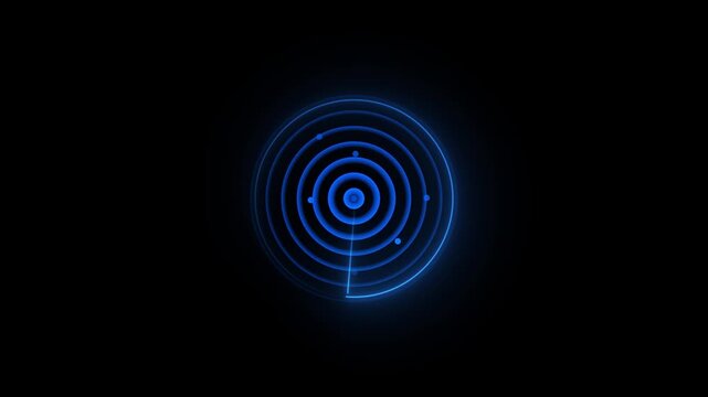 Searching Hud radar. Abstract technology royal blue color radio waves signal animation.