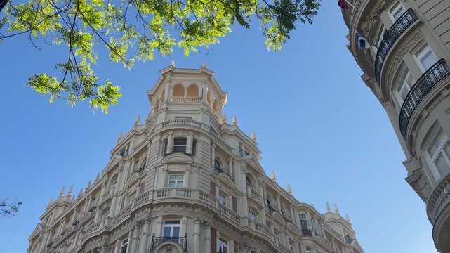 Elegant classic building in Serrano Street of Madrid, Spain