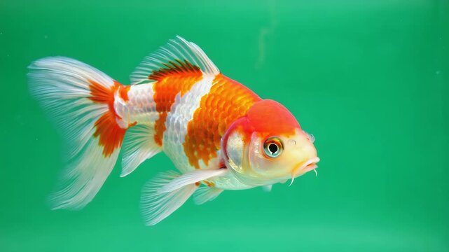 Stock Video Beautiful Koi Fish Swimming in Place on a Green Screen Background