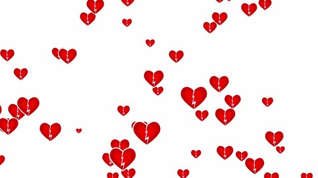 Broken heart animation slowly floats on a green screen. broken heart floats on chroma key background. Used at Valentine's Day festival.