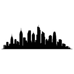 Obraz premium Modern City Skyline Silhouette Black White Background