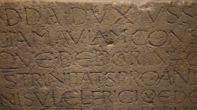 Anglo saxon latin inscription carving in limestone