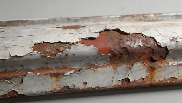 Peeling paint and rust on metal surface