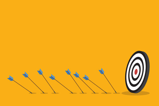 Performance Failure and Inaccuracy Concept with Arrows and Target