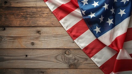 Obraz premium American Flag Draped on a Rustic Wooden Surface stars and stripes
