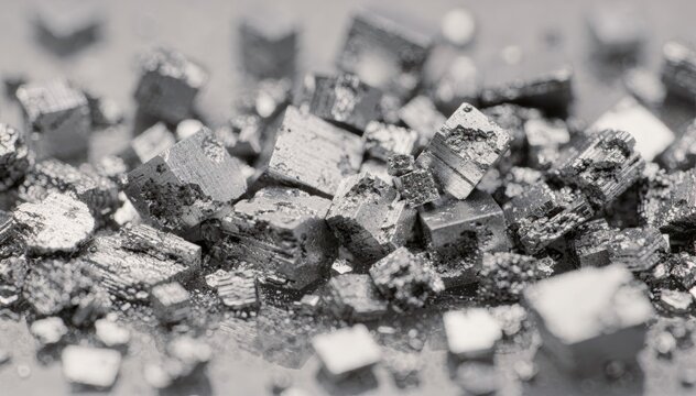 Detailed footage of mixed silver halide microcrystals combining cubic and tabular shapes revealing diverse crystal structures in a controlled microscopy environment.