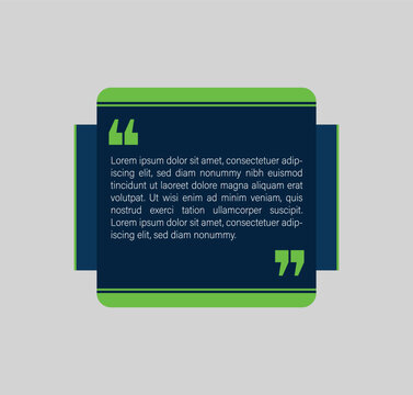 Professional minimalist quote box vector with modern geometric shapes and vibrant colorful accents, creative text bubble template for social media testimonials, business messages, digital marketing.