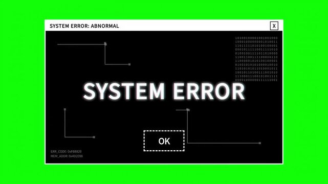 Digital screen graphic displaying a critical system error warning, indicating a severe technical issue or system failure