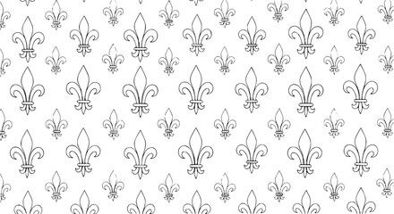 Modern Seamless Fleur de Lis Line Pattern Decorative Royal Lily Symbol Vector Background © MdAmzad