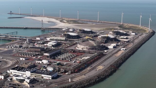 Aerial View of LNG Terminal Near Knokke Belgium