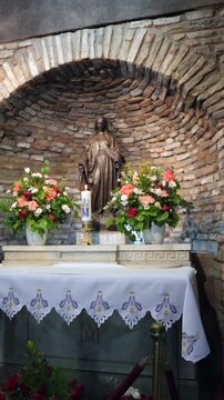 House of Virgin Mary Ephesus Turkey vertical travel video of sacred pilgrimage site - High quality vertical video showing the House of Virgin Mary in Ephesus near Selcuk Turkey. A peaceful and sacred 